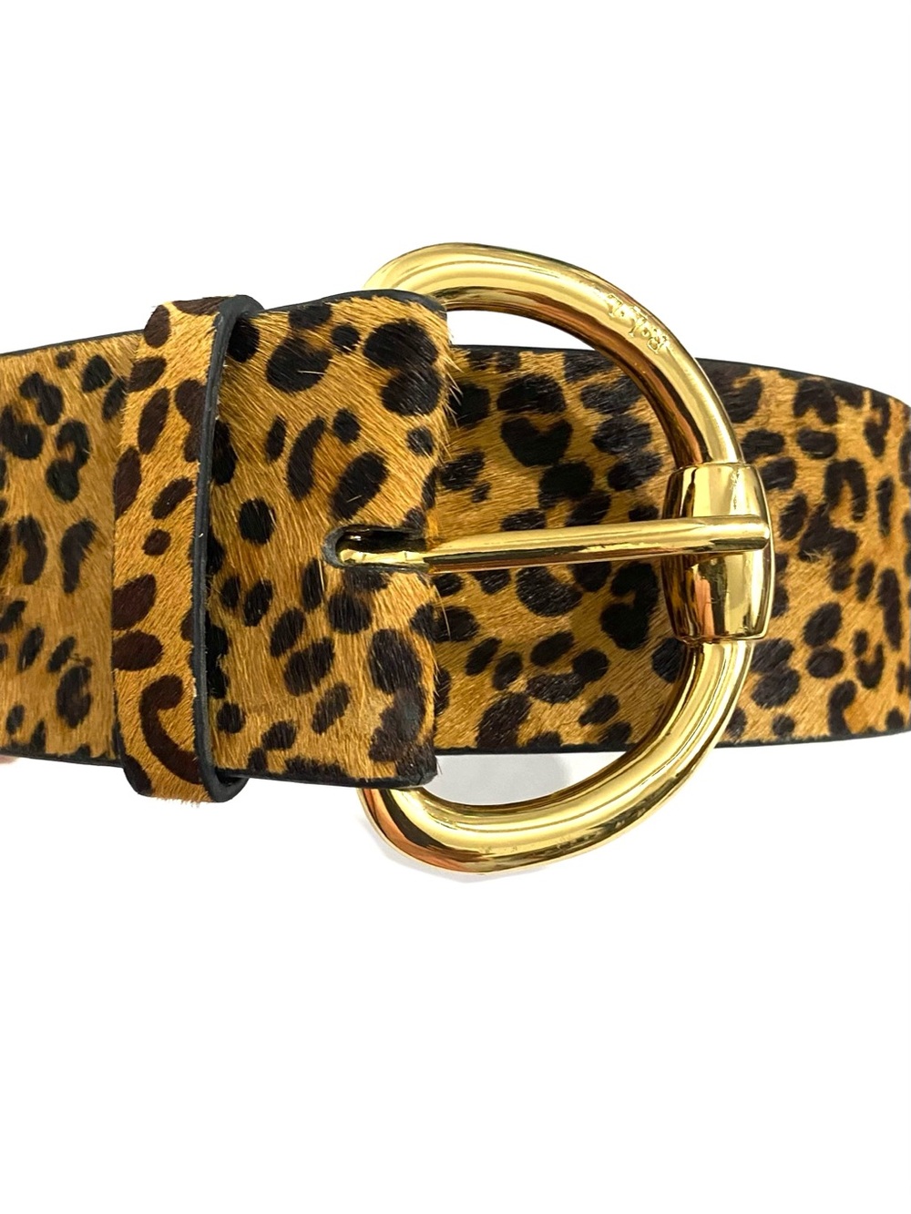 New Ralph Lauren Leather Leopard Print Calf Hair Belt Small Brown Black NWOT - Picture 5 of 12